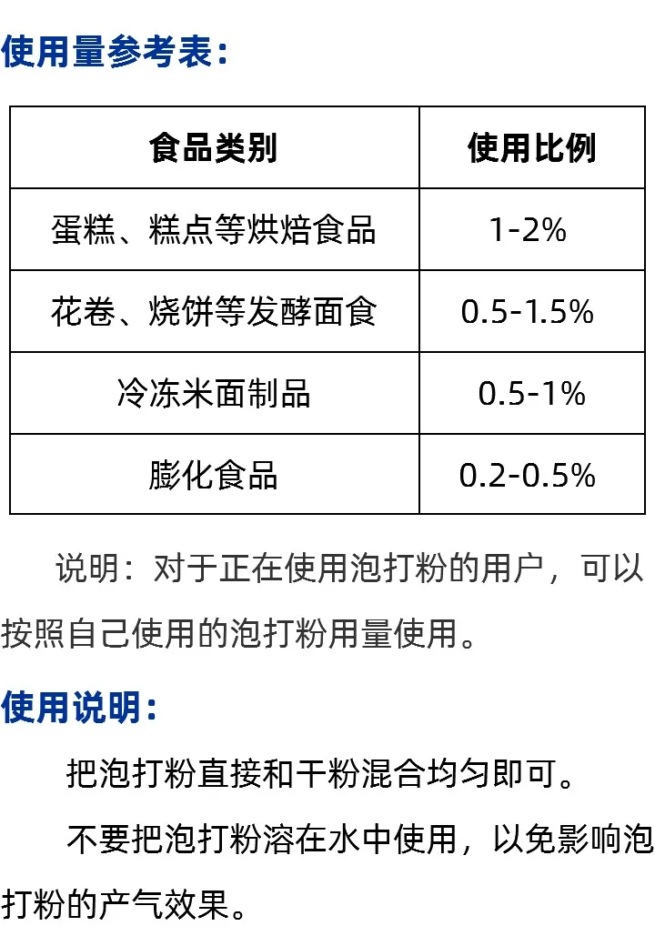 无铝双效泡打粉的使用量