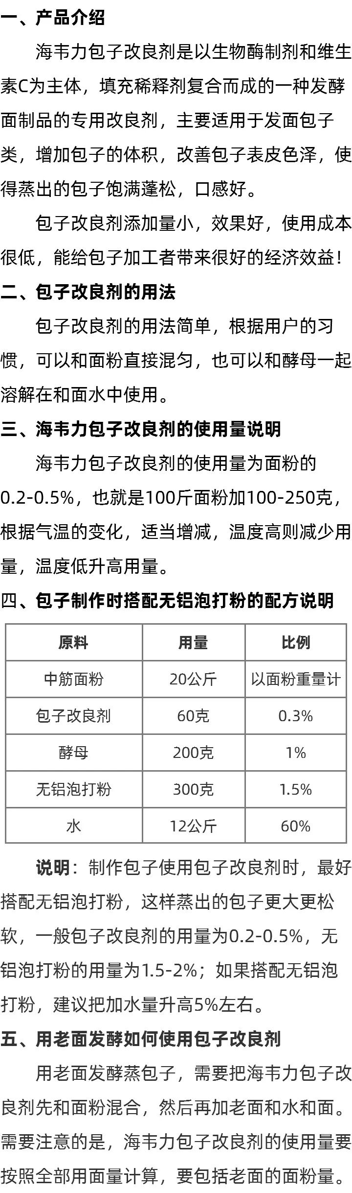 关于包子专用改良剂说明