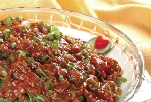 肉丝油菜打卤面的制作步骤
