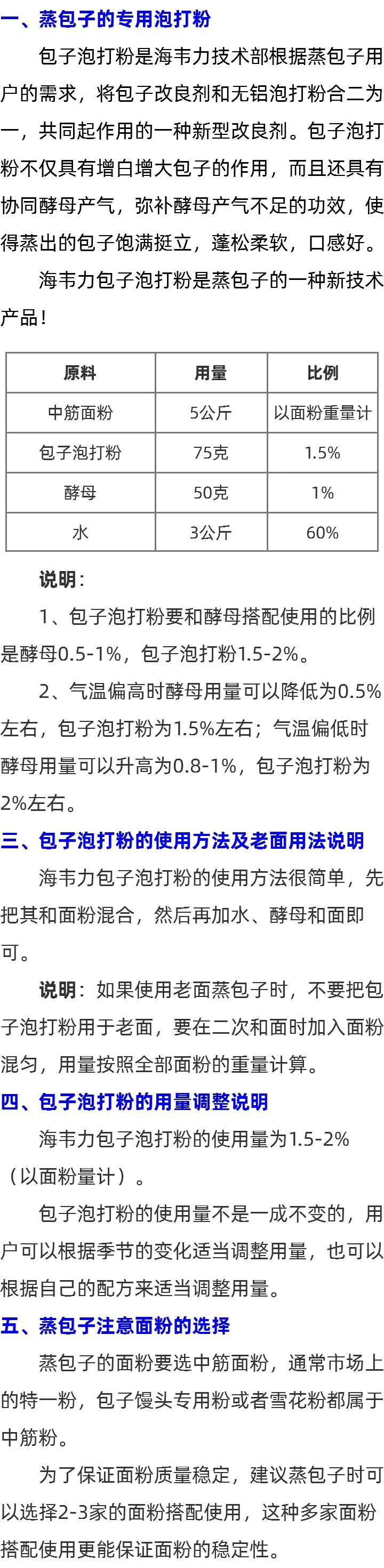 海韦力无铝包子专用泡打粉的介绍