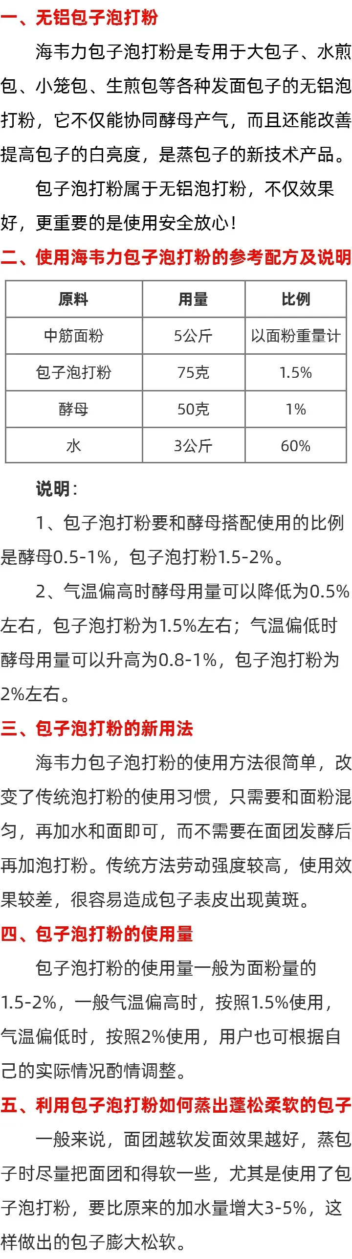 海韦力无铝包子泡打粉的介绍