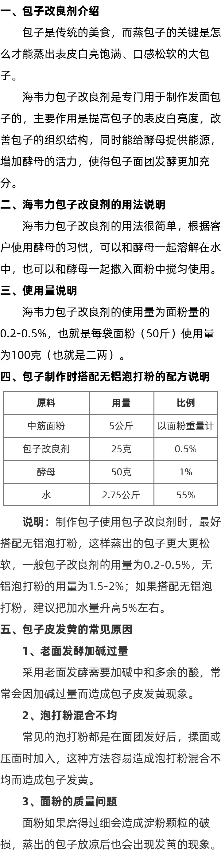海韦力无矾包子专用泡打粉说明