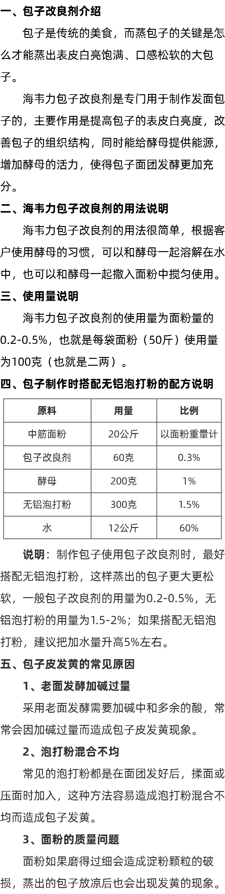 海韦力无铝包子泡打粉的说明
