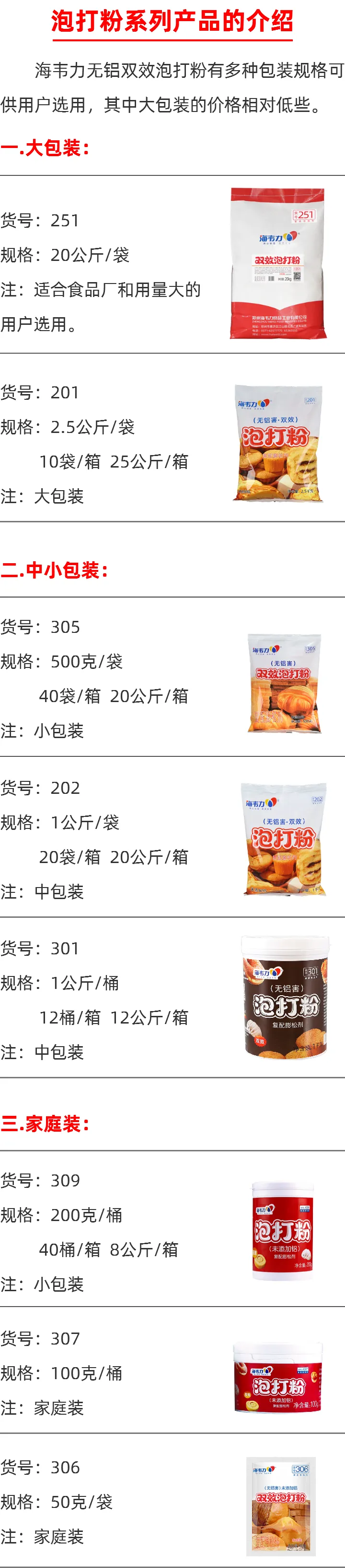 无铝泡打粉系列产品